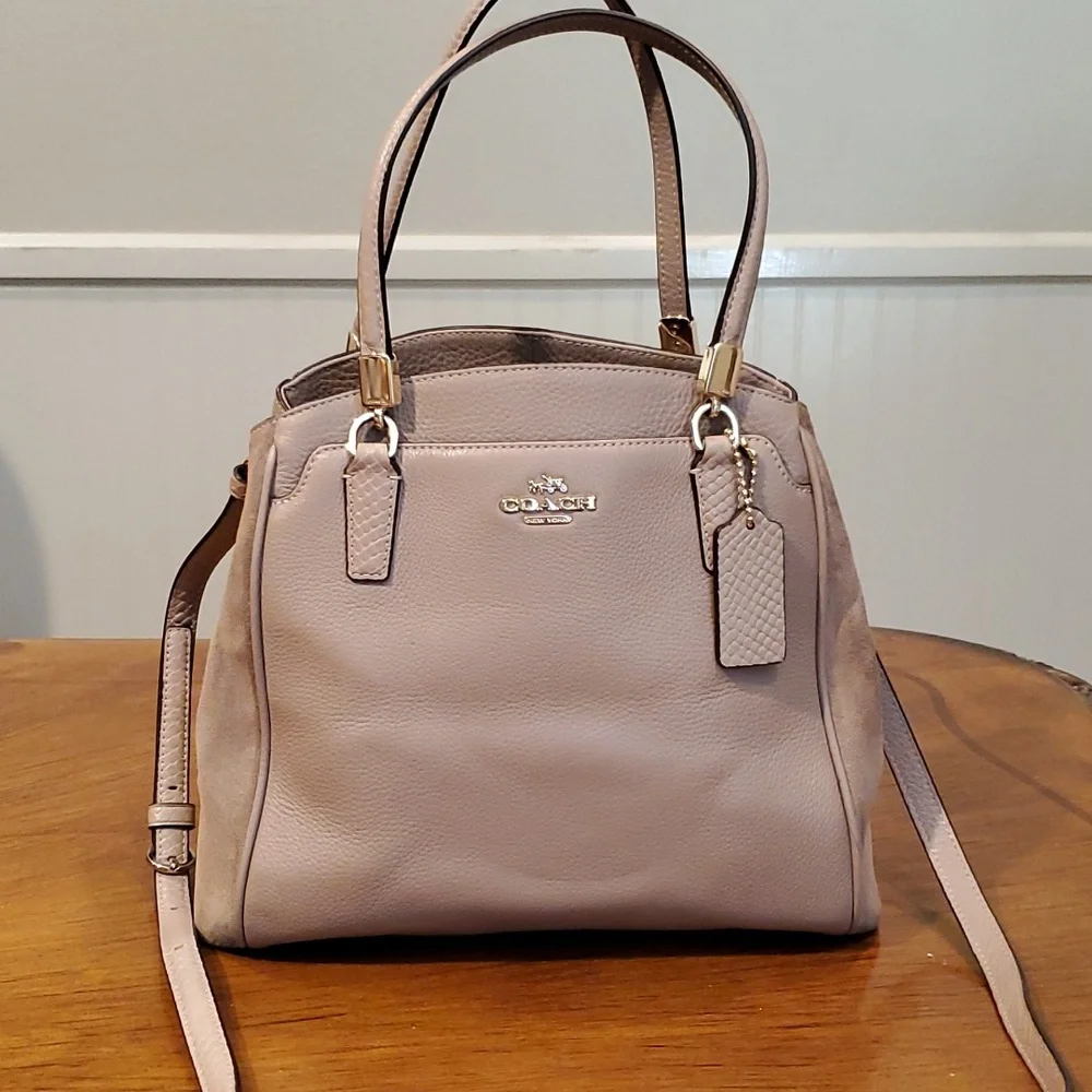 Coach taupe Minetta crossbody leather with suede